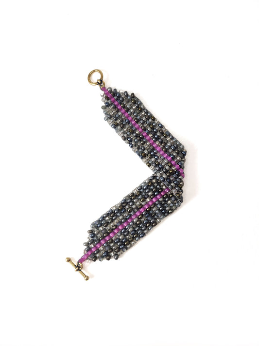 Gray and Pink Beaded Cuff