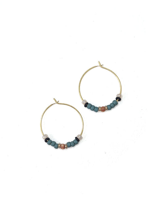 Turquoise Glass Bead Hoops