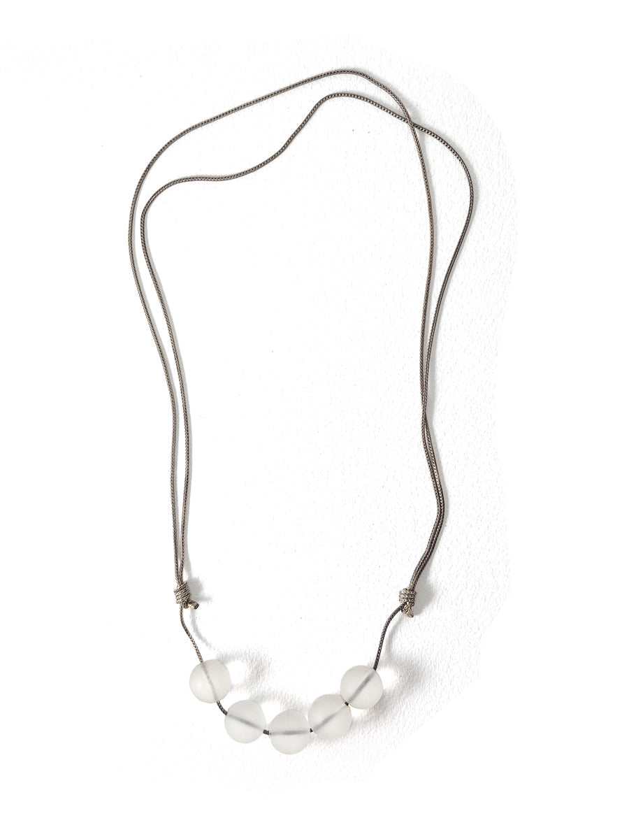 Sterling Silver and Frosted Rock Crystal Necklace