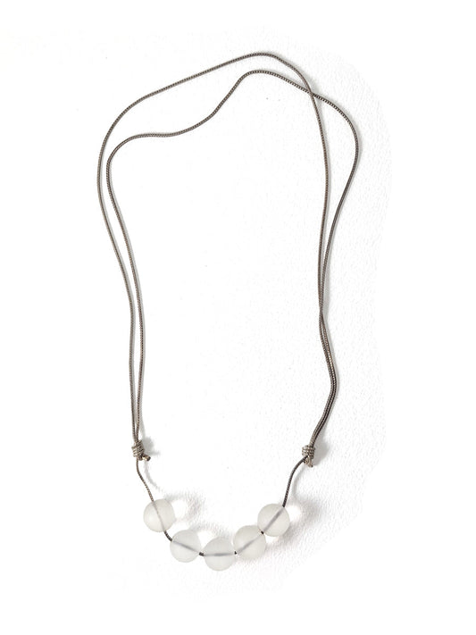 Sterling Silver and Frosted Rock Crystal Necklace