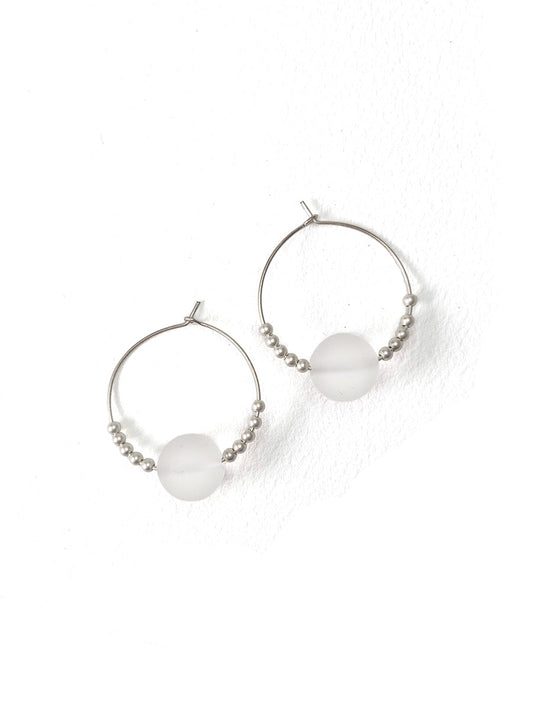 Sterling Silver and Rock Crystal Hoops