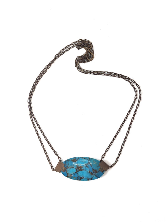 Turquoise and Brass Necklace