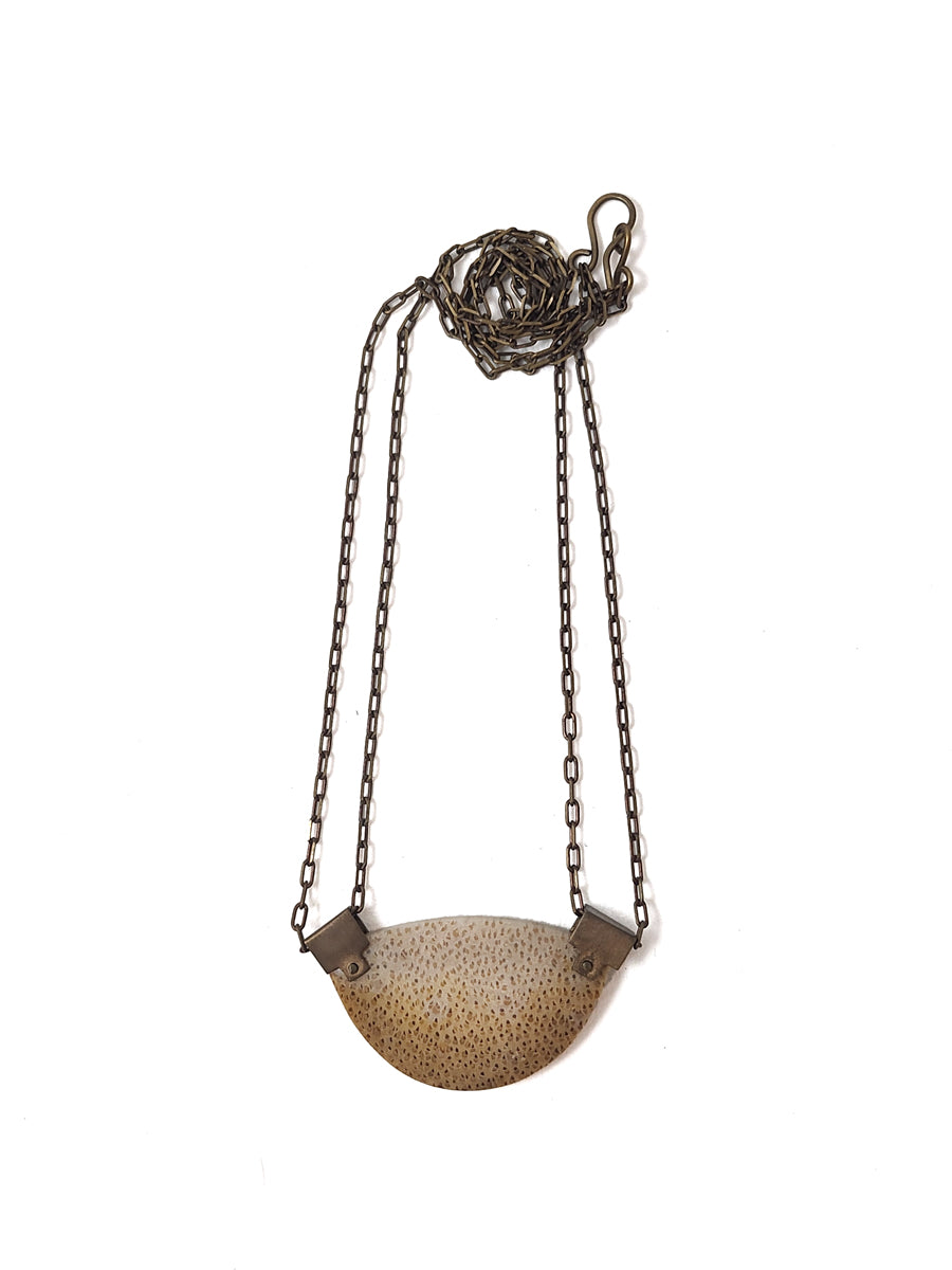 Brass and Petrified Palm Wood Necklace