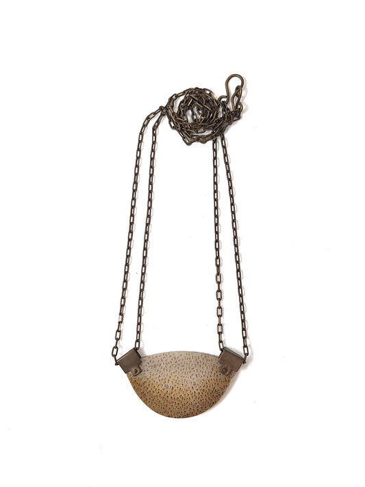 Brass and Petrified Palm Wood Necklace