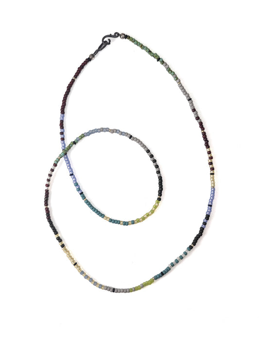 Long Multi Glass Bead Necklace