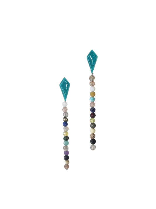 Turquoise Enamel Multi GEM Kite Earrings